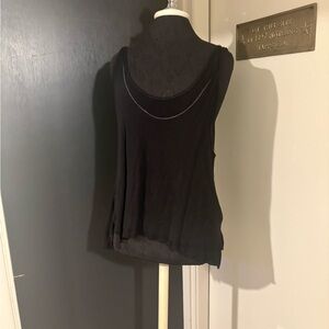 Free People Black Sleeveless Double Layered Racerback Linen Blend Top 💜